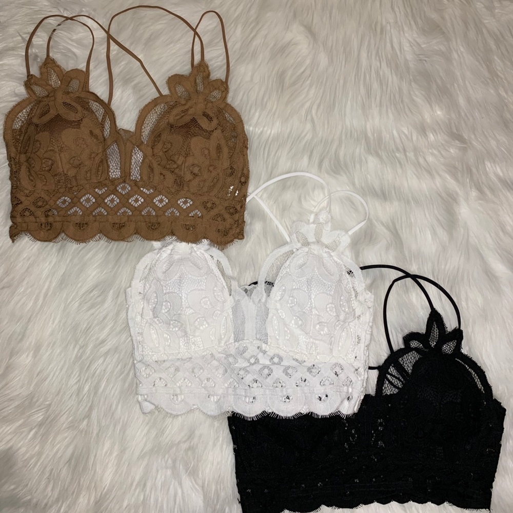 3pk Lace crochet bralette
